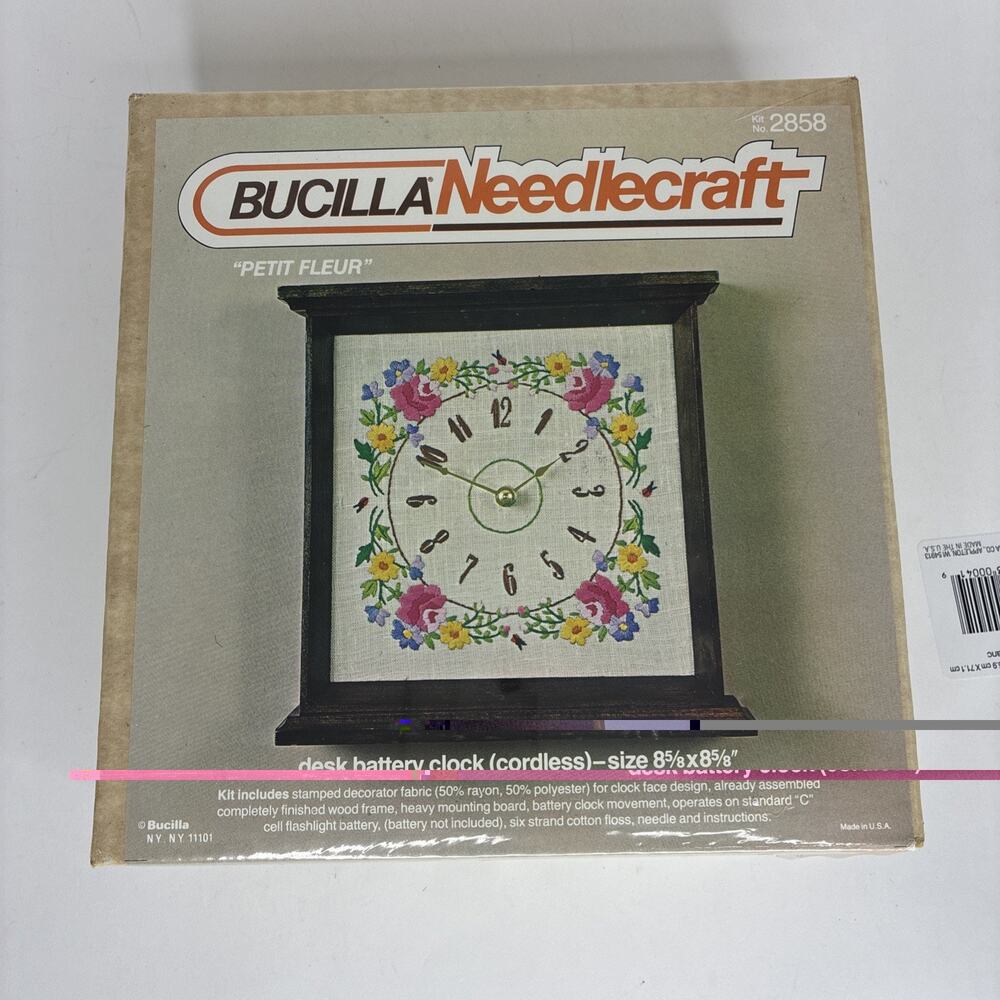 Bucilla Needlecraft Petit Fleur Desk Battery Clock #2858 8 5/8 X 8 5/8 NIB Rare